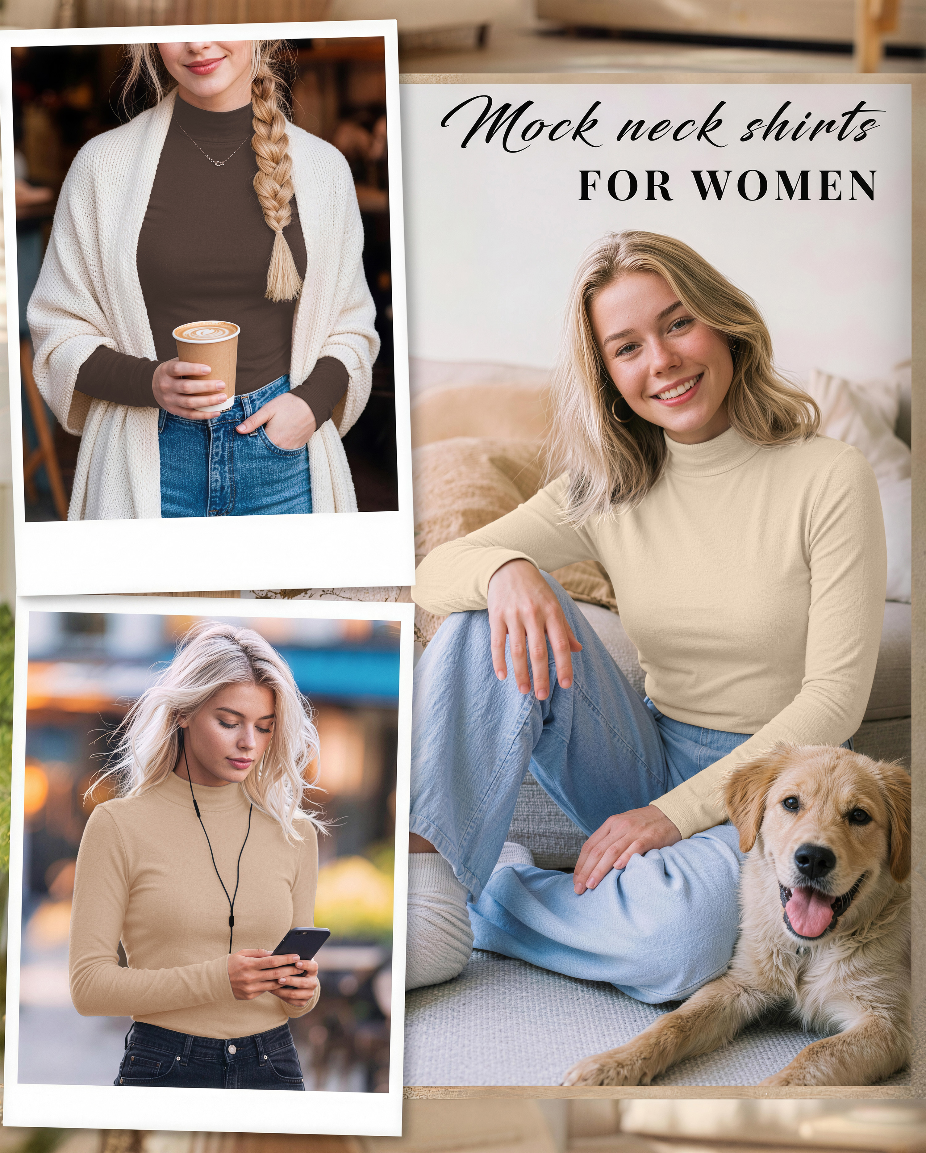 Moshu 3-Pack Women's Long Sleeve Mock Neck T-Shirts photo 8