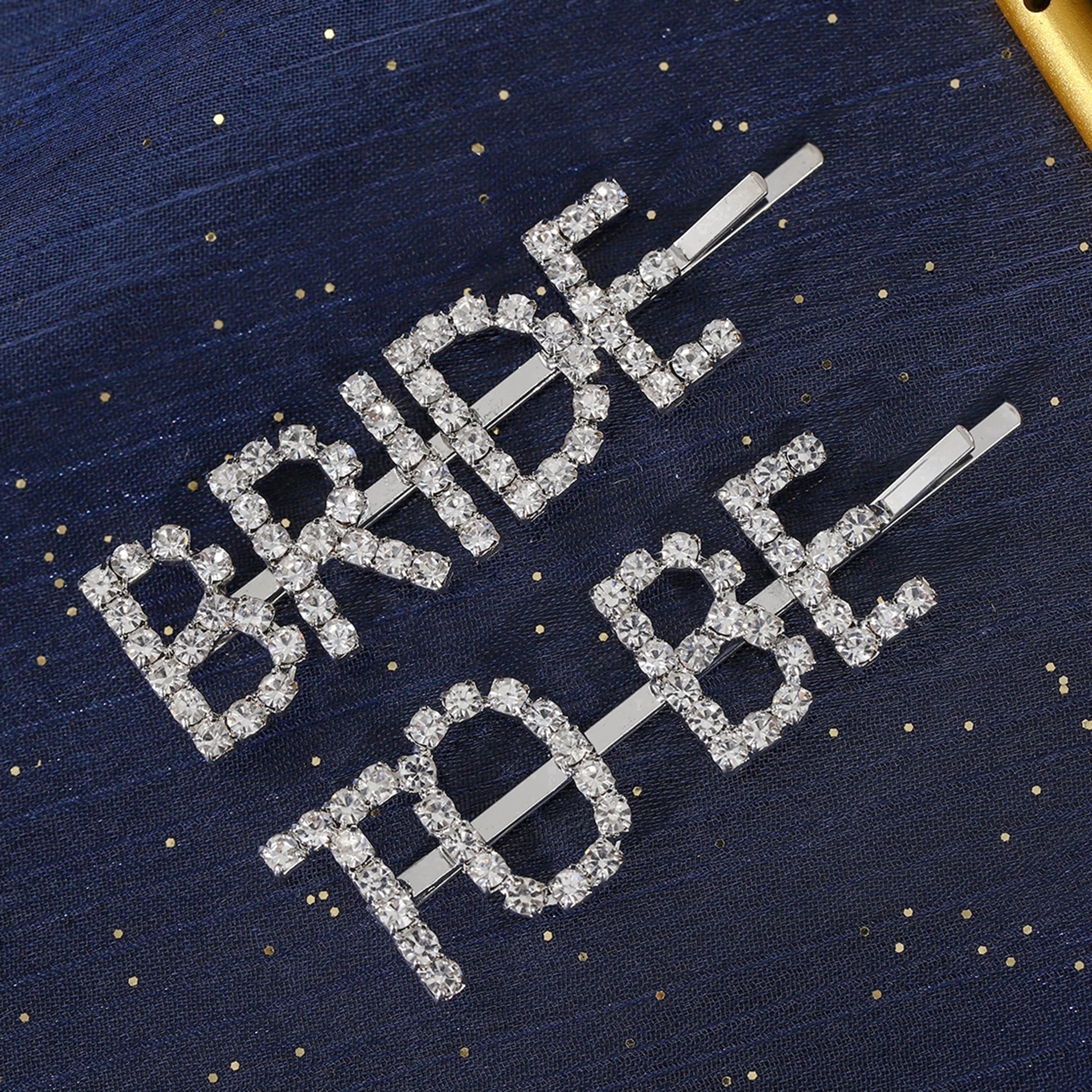 Miallo Silver Crystal Bride to Be Bobby Pins, 2Pcs Rhinestone Word Hair Clips, Wedding Hair Accessories for Brides