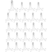 4" Clear Plastic Stand Cookie Holder Display Stand Place Card Holder Display Easels at Weddings, Birthday Party(24 Pack)