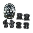 thumbnail image 2 of Kit de 7 cascos de bicicleta para niños con rodilleras, coderas y muñequeras, protectores portátiles para coderas y rodilleras, equipo de protección Gris Negro, 2 of 8