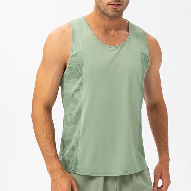 pstuiky Camisetas interiores de tirantes para hombre, Camiseta deportiva sin mangas con cuello redondo para hombre, para entrenamiento, fitness, correr, seca y ajustada Chaleco para hombre l