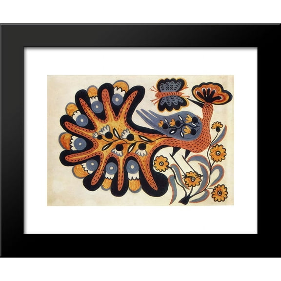 Fairy bird – Peacock 20x24 Framed Art Print by Primachenko, Maria