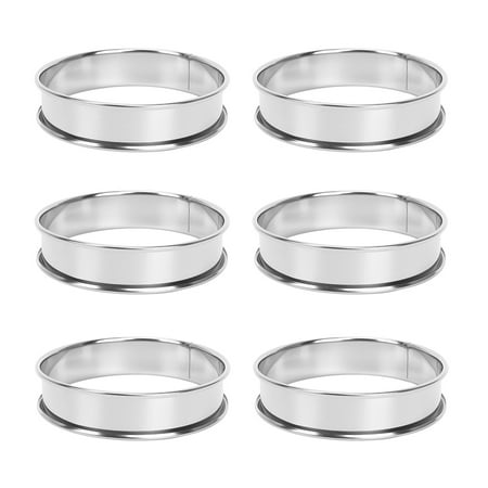 

Xigeapg 6 PCS Cooking Round Cake Ring Mold Stainless Steel Muffin Tart Rings Metal Molds Double Rolled Crumpet Circular Pastry