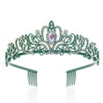 thumbnail image 2 of Nvzi Sparkling Crystal Princess Tiaras for Women Girl Crown Queen Headband Fashion Headpiece for Wedding Bride Bridal Prom Party Costume Hair Accessories Valentines Mothers Day Gifts,Green B, 2 of 5