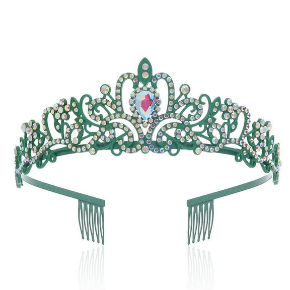 ERDOUY Sparkling Crystal Princess Tiaras for Women Girl Crown Queen Headband Fashion Headpiece for Wedding Bride Bridal Prom Party Costume Hair Accessories Valentines Mothers Day Gifts,Green B