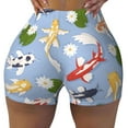thumbnail image 2 of Pofeuu Colorful Koi Fish Print Workout Shorts for Women Scrunch Butt Lifting High Waisted Yoga Gym Seamless Booty Biker Shorts-Medium, 2 of 8