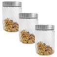 thumbnail image 1 of JS Gourmet - Set of 3 Embossed Glass Containers with Airtight Lid, 1300ml Capacity, 1 of 1