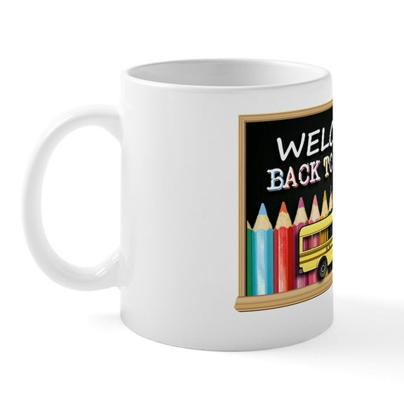 CafePress - WELCOME BACK TO SCHOOL BUS Mug - 11 oz Ceramic Mug - Novelty Coffee Tea Cup