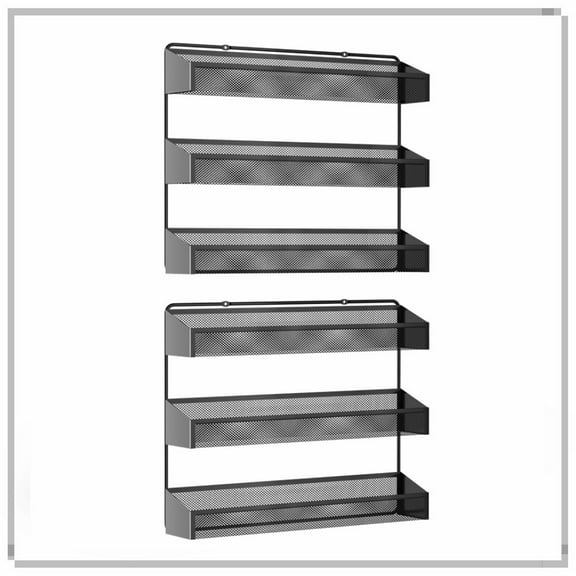 Auledio 2 PC 3 Layers Over the Door Spice Rack for Kitchen,Black