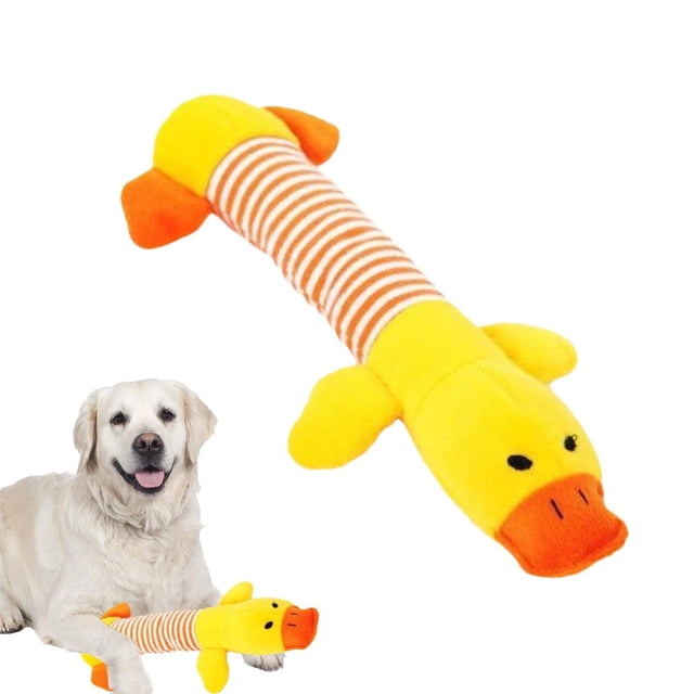 Riforla Puppy Pet Squeaky Playtinhg Crinkly Dog Toy Squeaking Dog Plushie | Shaped Teething Toy with Sound Pet Care Breed Specific Chew Toy for Dogs Puppies Pet Toys Yellow