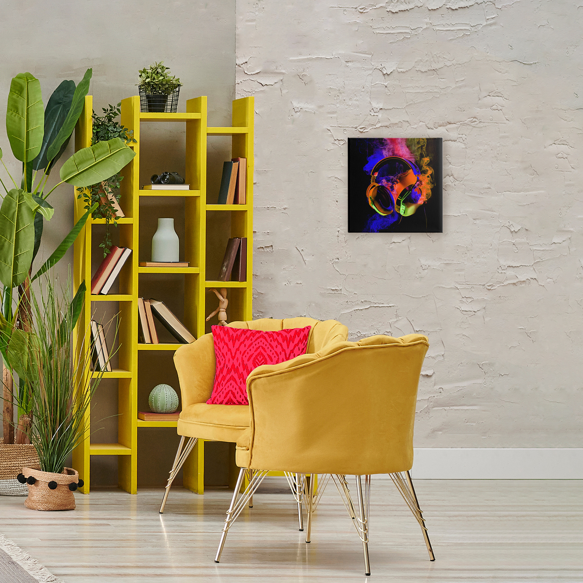 Power Play Headphones Canvas Wall Art, design by Sasha