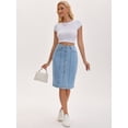 thumbnail image 3 of DARING DIVA Women's Denim Pockets Knee Length Jean Skirts Small Light Blue, 3 of 7