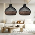 thumbnail image 5 of Arturesthome Rattan Pendant Light Fixtures, Wicker Boho Black Basket Lighting Chandelier, 5 of 10