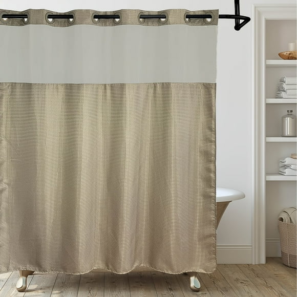 EIMELI 1pc Bathroom Hookless Shower Curtain with Snap-In Fabric Liner Hookless Recessed Hooks Double Waffle Shower Curtain Waffle Shower Curtain Home Decor home décor 75‘‘L x 72‘‘W