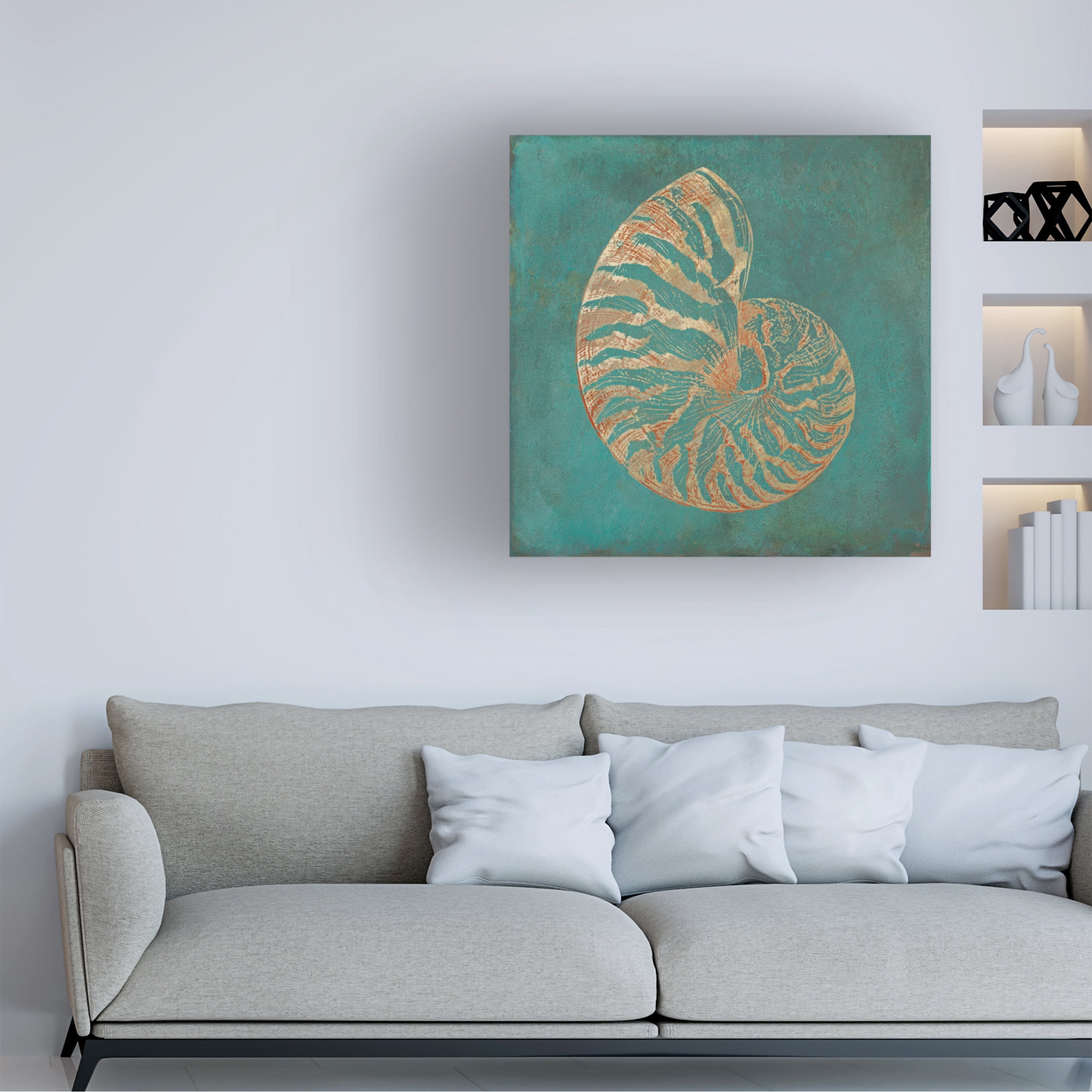 Cora Niele 'Nautilus Shell Gold on Turquois' Canvas Art
