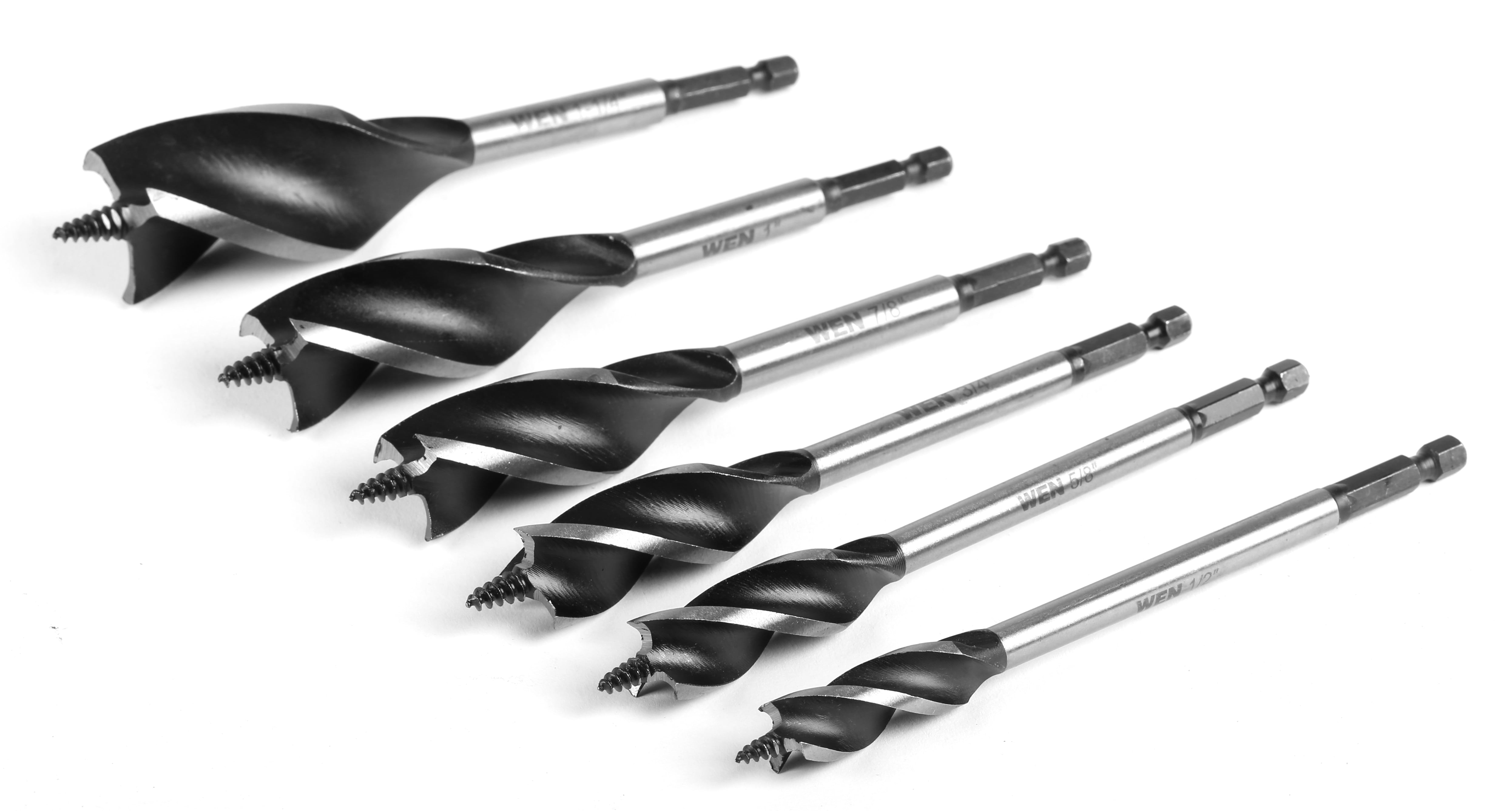 WEN 6-Piece Tri-Flute Auger Drill Bit Set with Carrying Case
