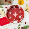 thumbnail image 5 of Beautynvta 10 Pcs Merry Christmas Paper Plates Set, 9'' Red Snowflake Painted Disposable Decorative Tableware for Holiday Supplies Birthday Decorations Kitchen Table Decorations, 5 of 6