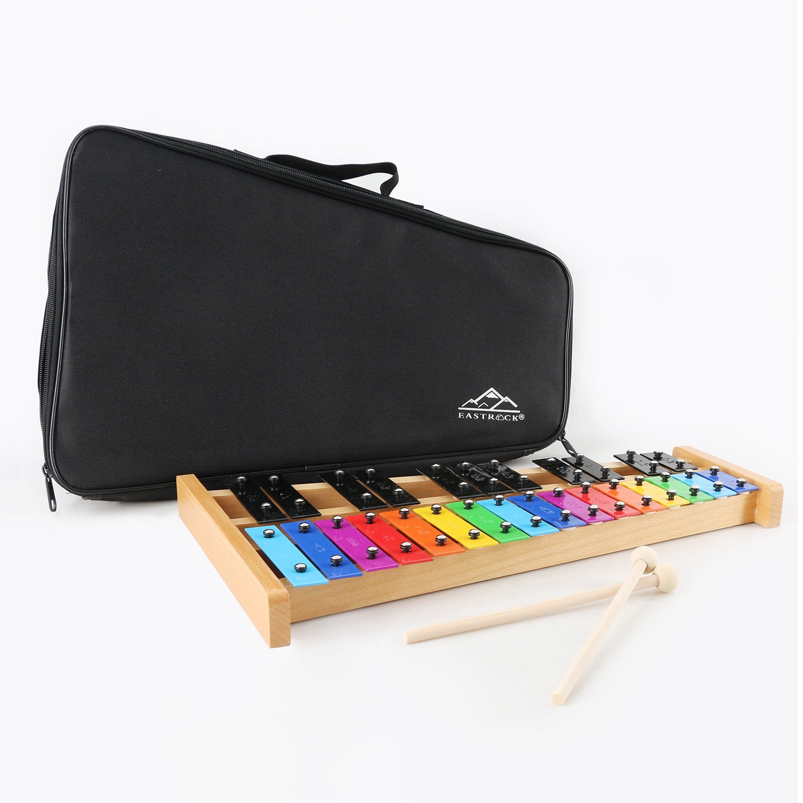 EASTROCK Xylophone Glockenspiel Wooden Frame & 27-Note Metal Keys,with Carry Bag and Mallets,Professional Xylophone for Classes/Band/Stage