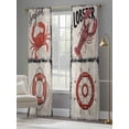 thumbnail image 3 of Vintage Coastal Sheer Curtains 108 Inch Length 2 Panels Set, Nautical Crab Lobster Anchor Retro Art Voile Window Treatment Semi Sheer Long Curtains Drapes for Bedroom/Living Room/Kitchen 52"x108"x2, 3 of 7