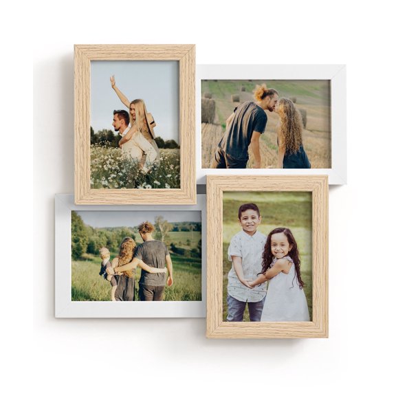 Afuly 4x6 Picture Frame, White Wooden Photo Frames for Tabletop or Wall Display, 4 Picture Frames Collage Wall Decor Gift