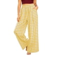 thumbnail image 2 of Palazzo Pants For Women High Waist Plaid Print Wide Leg Pants Casual Stretch Waistband Pants With Pockets Loose Fit For A Preppy Look Womens Pants, 2 of 6