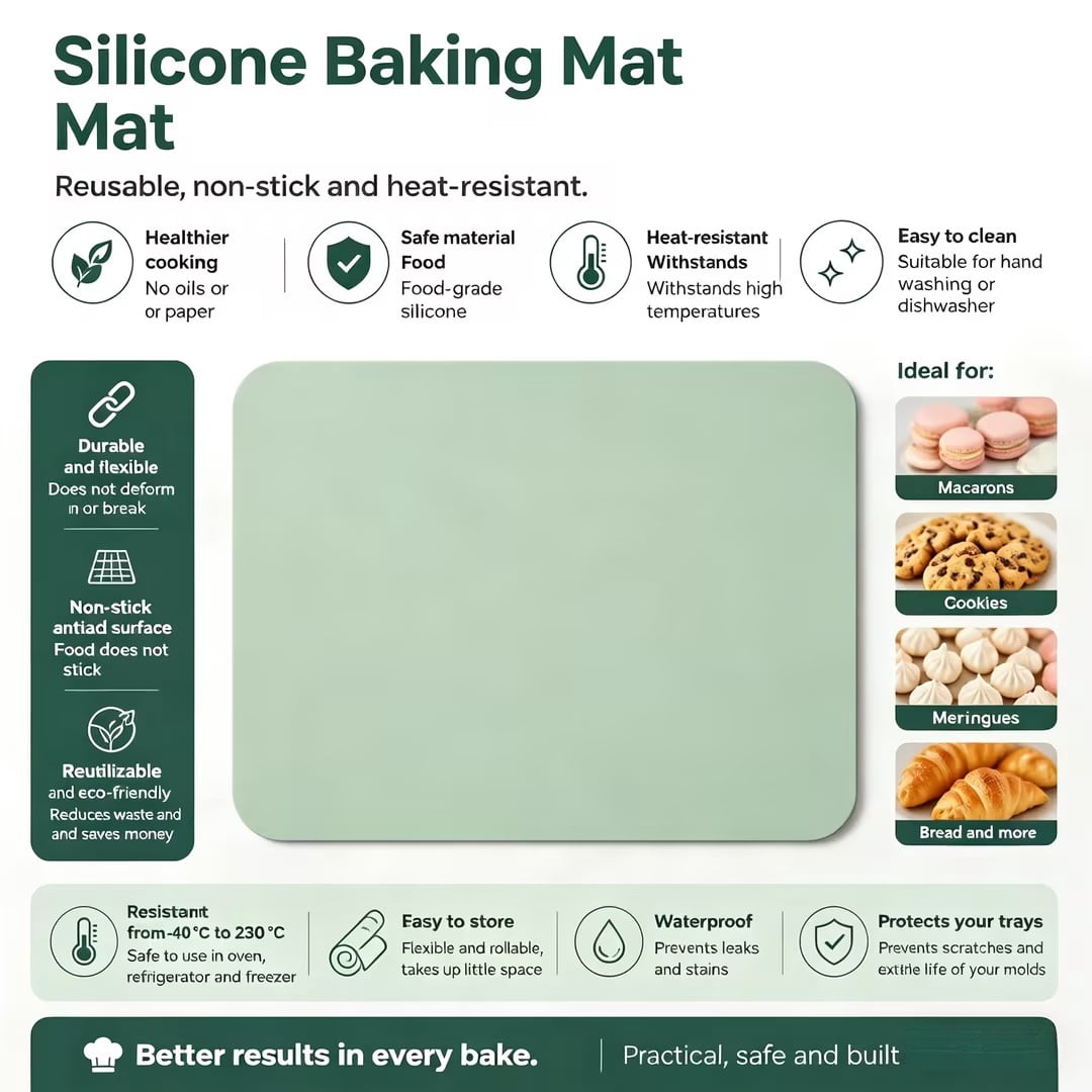 Bean green 40*30cm-100g matte bottom (packaged in Opp bag), silicone oven mat, kitchen baking mat, macaron baking mat, cookie baking mat, biscuit baking mat