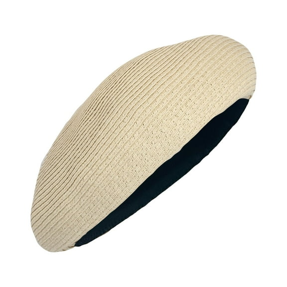 WITHMOONS Beret Hat Breathable Mesh Summer Straw Berets TGF1209 (Ivory)