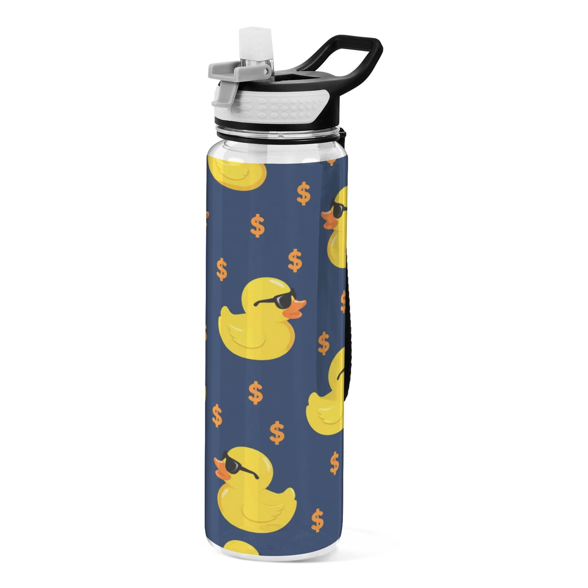 Wobogo Sports Water Bottle 34oz with Straw BPA-Free Tritan for Gym Travel & Outdoor Activities Money Duck Print