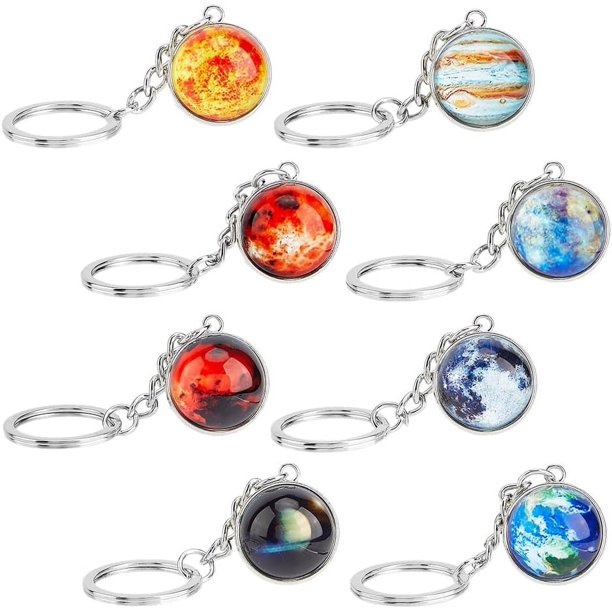 8 llaveros de planetas del sistema solar que brillan en la oscuridad, llaveros luminosos de galaxia para coche, adornos DIY para bolsas y decoración.