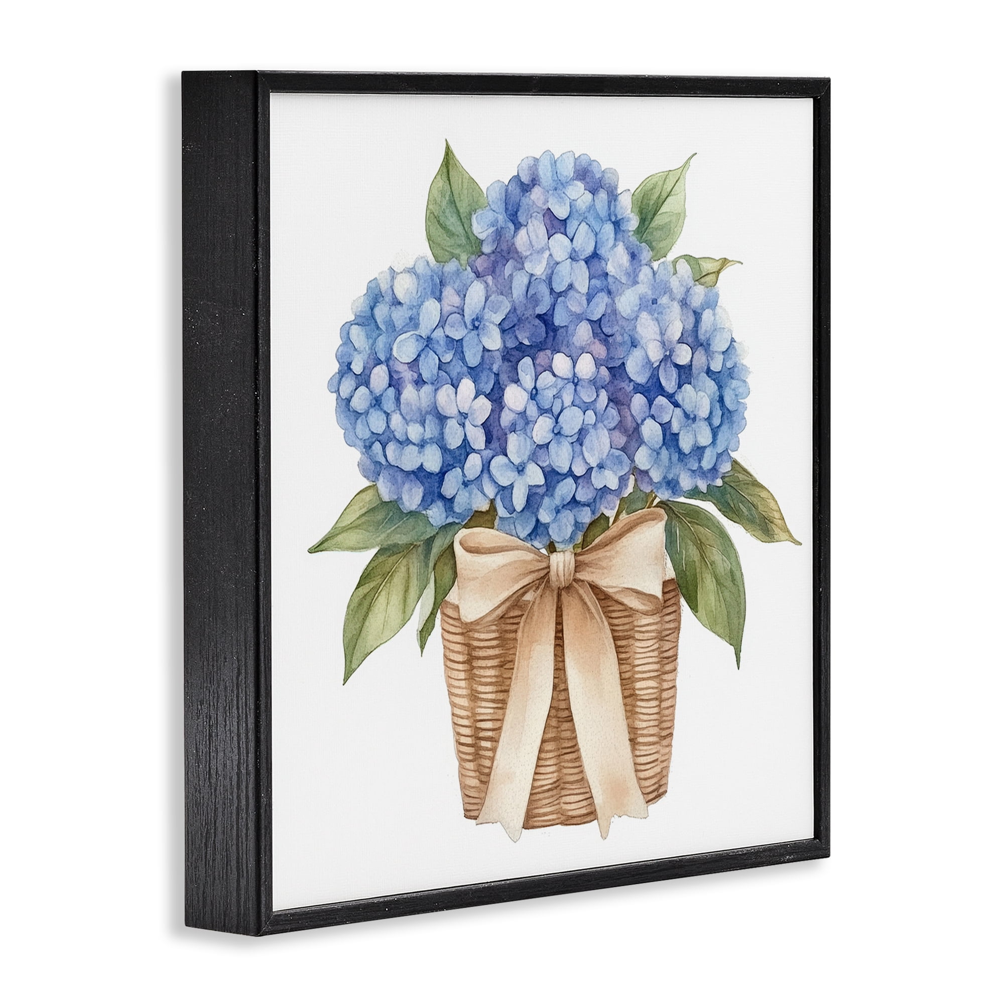 Stupell Industries Blue Hydrangea Picnic Basket Black Framed Giclee Art, design by Petal Prints Design