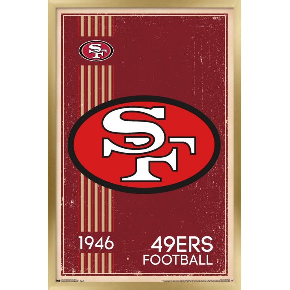 NFL San Francisco 49ers - Retro Logo 14 Wall Poster, 22.375" x 34" Framed