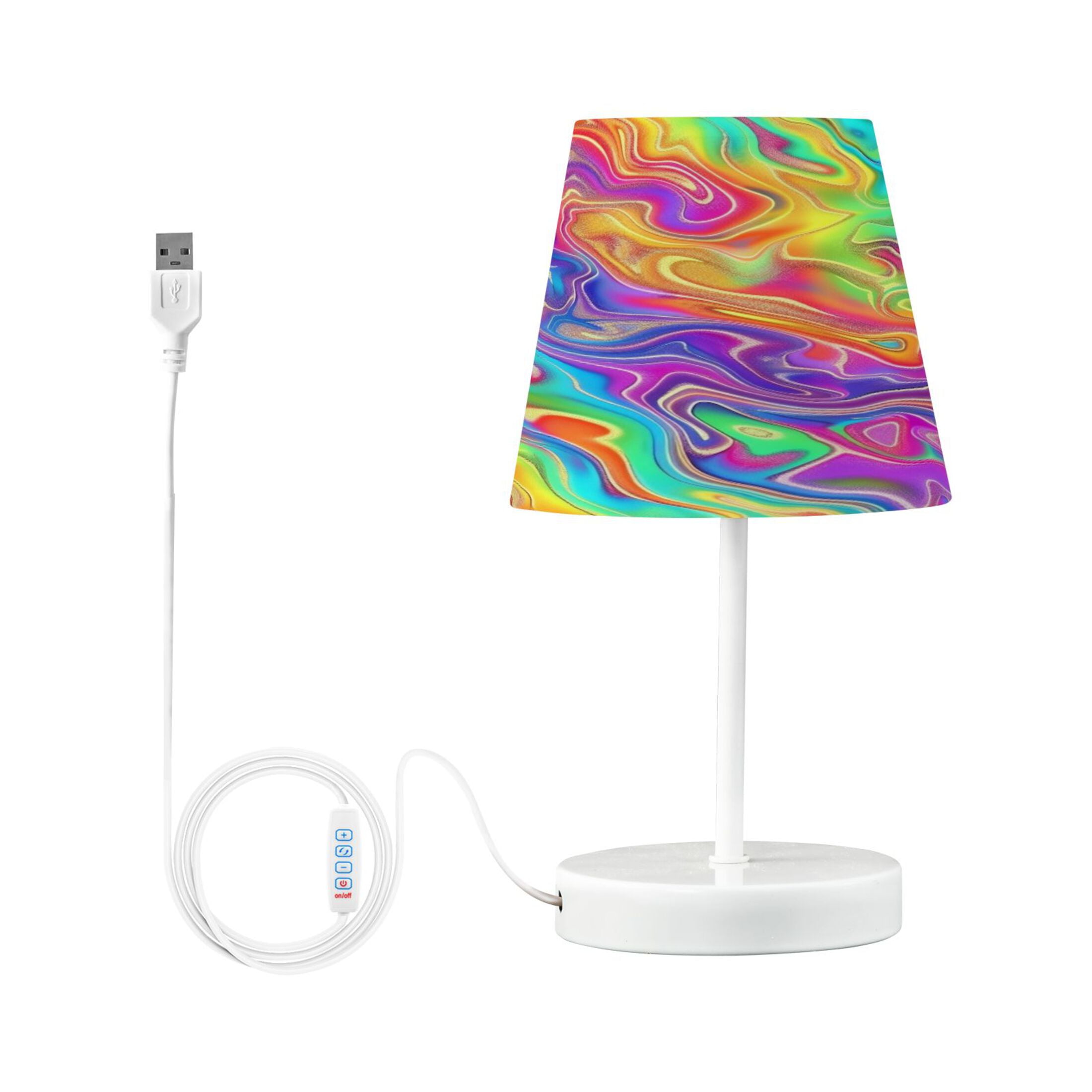 Rainbow Tie-dye Desk Lamp LED Table Nightstand Lamps with 3 Color Temperatures for Home Bedroom Living Room Decor 8x12