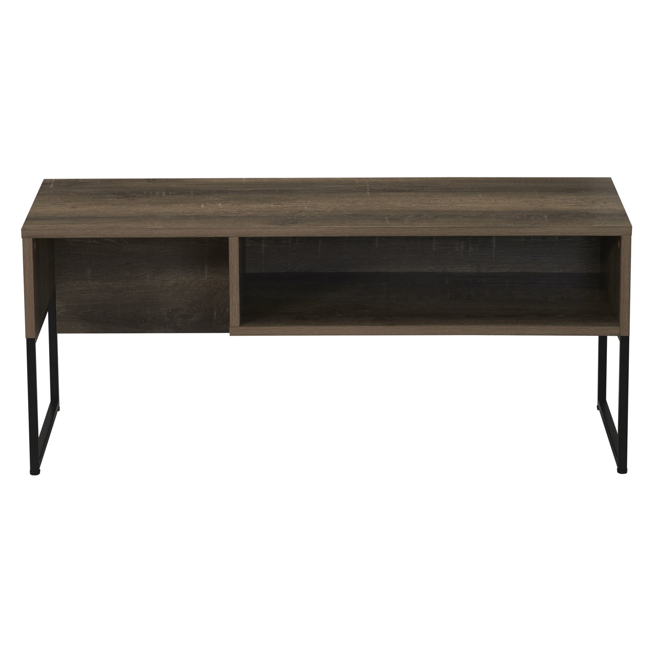 Household Essentials Wrap TV Stand with Rectangular Storage Compartment Ashwood Rustic Wood Grain and Black Metal