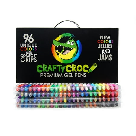 Collection Basket Book Pen Crafty Croc Premium Gel Pens, 96 Coloring Pens with Carrying Case (No Duplicate Colors) ()