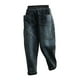 thumbnail image 2 of Pantalones vaqueros de mezclilla desgastados para mujer Pantalones recortados de harén con cintura elástica Pantalones casuales hasta el tobillo, 2 of 9