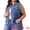 Light Blue, variant on Women's Plus Size Embroidered Pearl Frayed Denim Vest 2X Light Blue