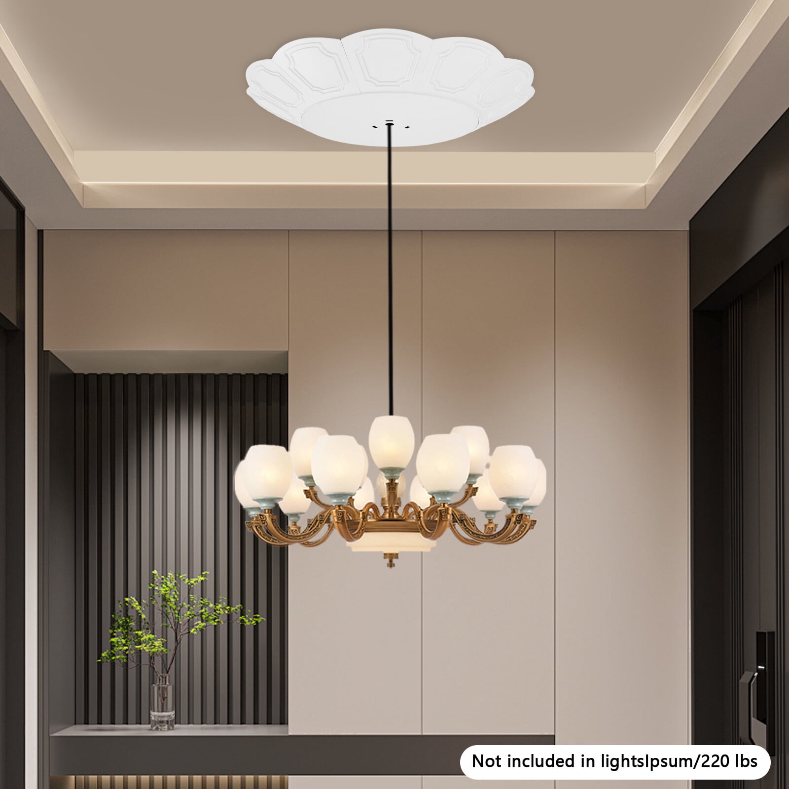 Decorative Cover, Chandelier Hoist Lifter Covers, Chandelier Decorative Cover(White), Round, Petal-shaped