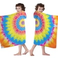 thumbnail image 4 of Colorful Tie Dye Mandala Pattern Hooded Bath Towel，60"x35" for Ages 3 To 12 Kids, Quick Dry Lightweight Soft Microfiber Hood Beach Towel Cover Up for Kids, 4 of 7
