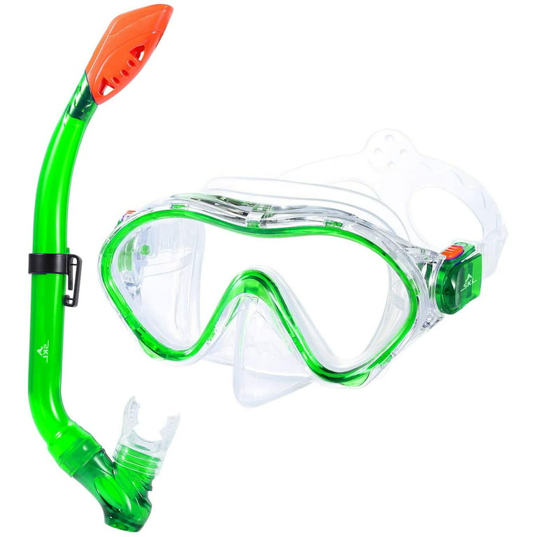 jeg fandt det skrot Farmakologi SKL Kids Snorkel Set Dry Top Snorkel Mask Snorkeling Gear Anti-Fog  Anti-Leak Diving Mask and Snorkel Set for Children, Boys, Girls, Youth,  Junior Aged 6-15,Green - Walmart.com