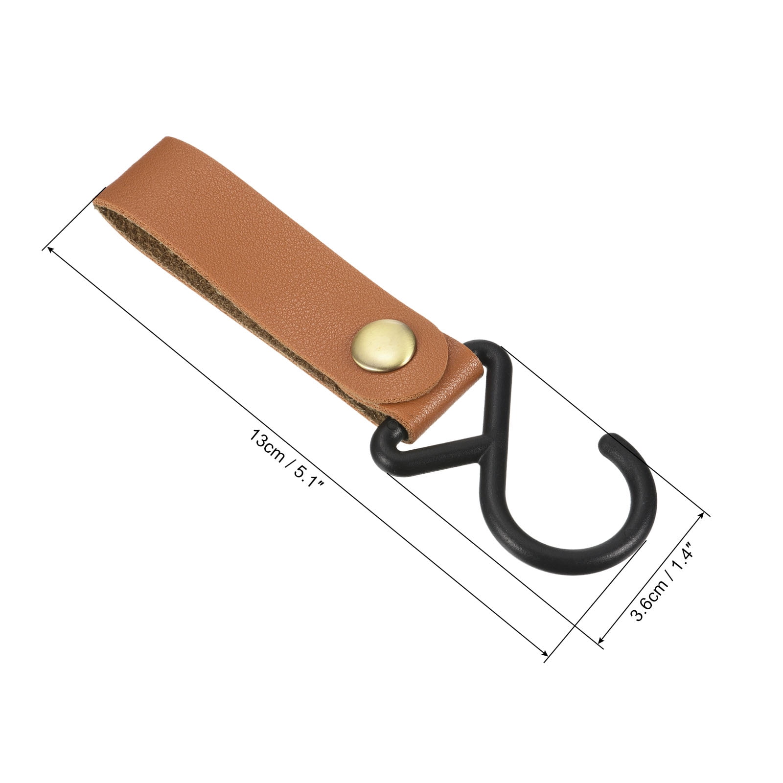 Unique Bargains PU Leather S Shelf Hooks Camping Hook Hanger Plastic Outdoor Brown
