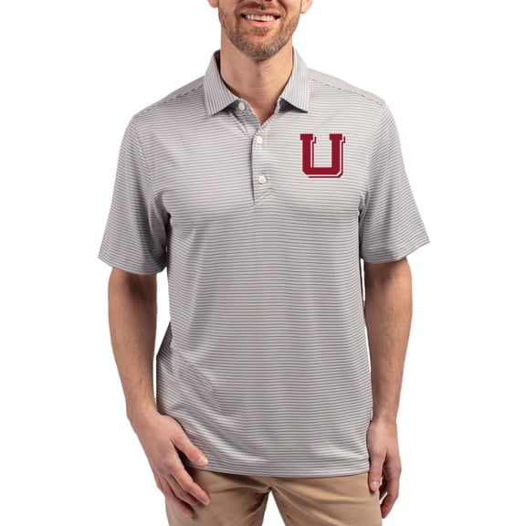 Men's Cutter & Buck Gray Utah Utes Forge Eco Double Stripe Stretch Recycled Polo