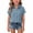 Blue, variant on Girls' Short Sleeve Button Down Cotton Shirt, Loose Fit Lapel Collar Top with Double Layer Crinkle Detail and Solid Color, Casual and Breathable for Daily Wear, School, and Outings - Navy