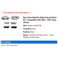 thumbnail image 2 of Rear Semi-Metallic Brake Pad and Rotor Kit - Compatible with 2003 - 2007 Jeep Liberty 2004 2005 2006, 2 of 2