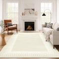 thumbnail image 3 of Garvee 5'x7' Geometric Striped Bordered Area Rug Modern Solid Carpet, Washable Non Slip Rug for Living Room Bedroom Home Office, Beige, 3 of 9