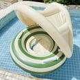 thumbnail image 6 of Baby Swimming Ring Inflatables with Detachable Canopy Sun Protection, Stripy Cartoon Float Seat with Handles for Boys Girls 40 lbs, 6 of 9