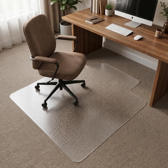 Chair Mat for Carpet- Low Pile (1/4" Thick) Carpet Protector for Office Gaming Computer Desk Chair. Heavy Duty Desk Chair Mat for Carpeted Floors, Semi Transparent