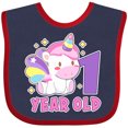 thumbnail image 3 of Inktastic 1 Year Old with Cute Unicorn Birthday Girls Baby Bib, 3 of 4