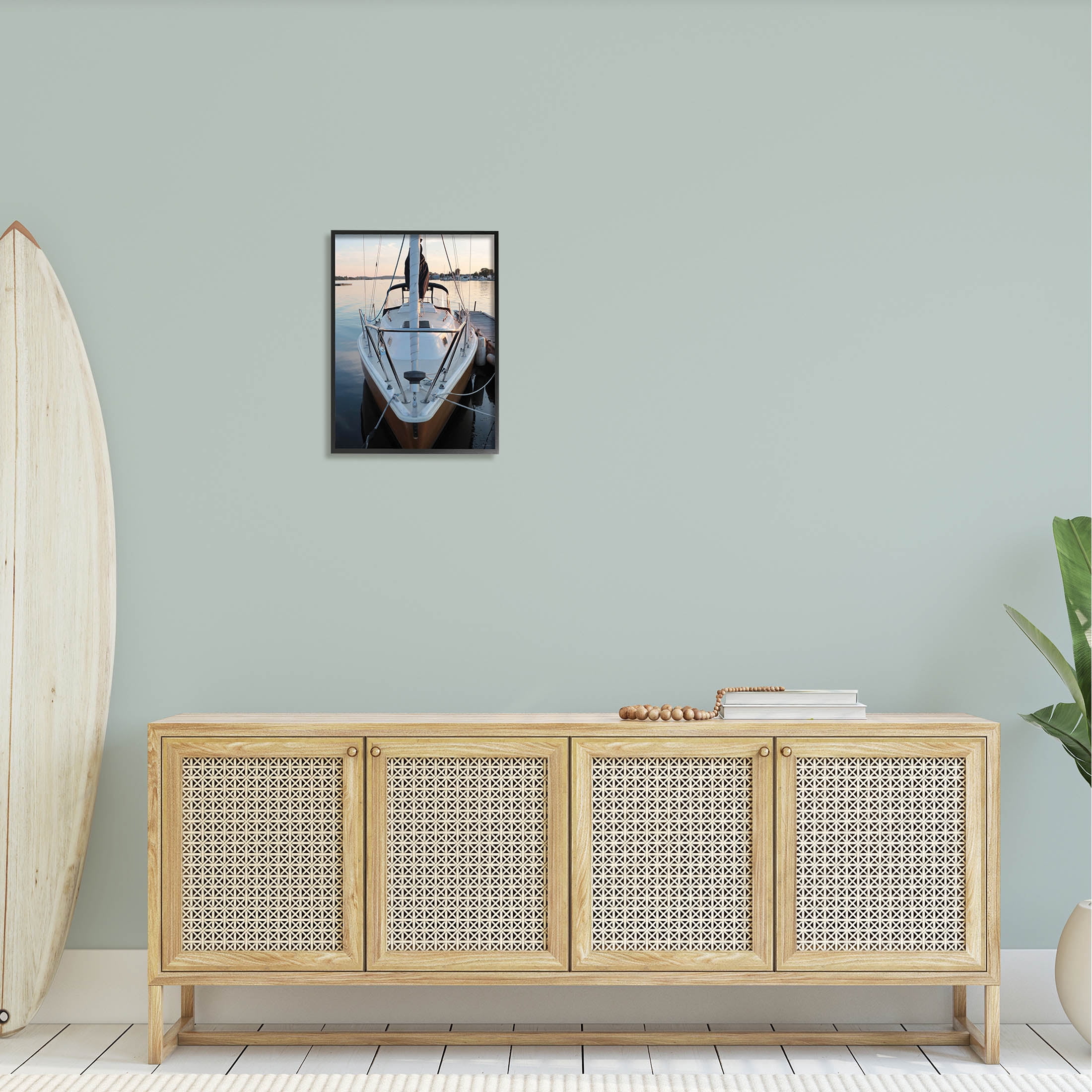 Boat Mast Ocean Marina Transportation Photograph Black Framed Art Print Wall Art
