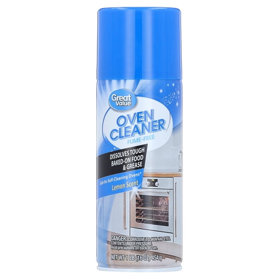 Great Value Fume-Free Oven Cleaner Foam, Lemon Scent, Grease Remover, 16 oz