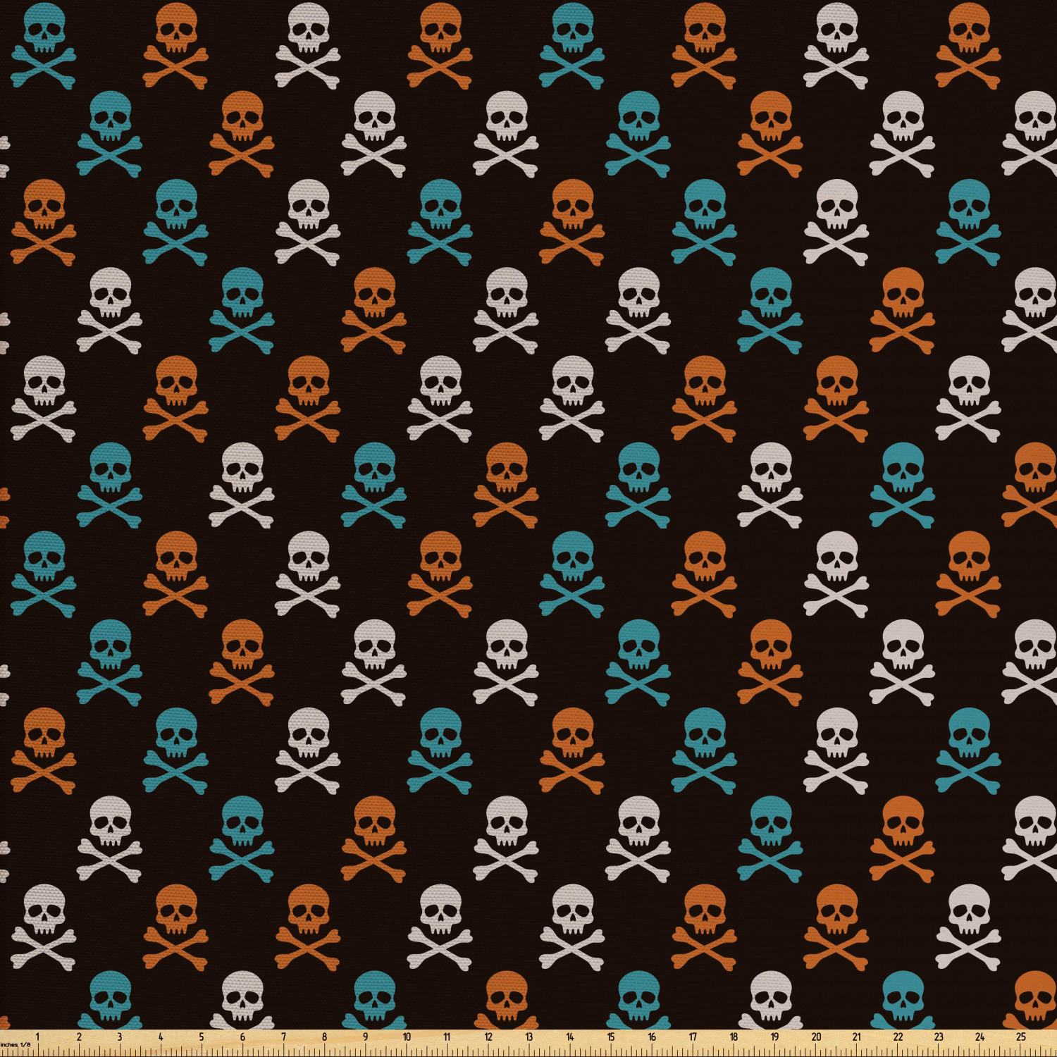 Pirates Fabric by The Yard, Different Colored Graphic Skull with Bones